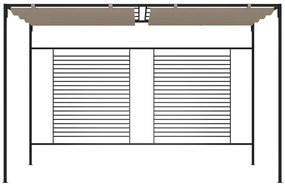 Gazebo c/ telhado retrátil 3x4x2,3 m 180 g/m² cinza-acastanhado