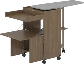 HOMCOM Armário com Tábua de Engomar Dobrável com Suporte para Ferro e Roupas com Compartimento Aberto,154x55x87 cm, Castanho | Aosom Portugal