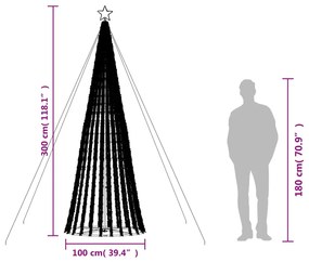 Iluminação p/ árvore de Natal cone 688 luzes LED 300cm colorido