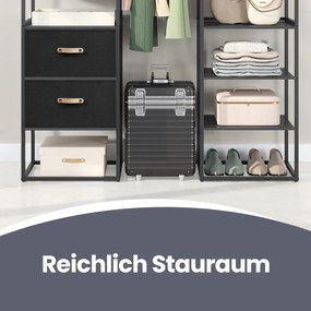 Guarda roupa aberto com 2 gavetas 40 x (150-180) x 180 cm Preto