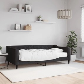 Sofá-cama com colchão 90x190 cm tecido preto