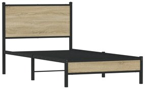 Estrutura de cama sem colchão 90x200 cm metal carvalho sonoma