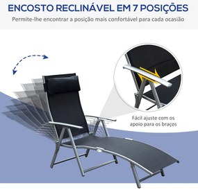 Espreguiçadeira Dobrável de Jardim com Encosto Ajustável em 7 Posições