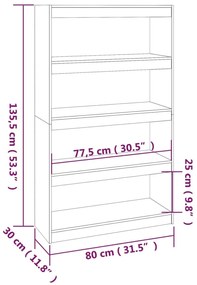 Estante/divisória 80x30x135,5 cm pinho maciço castanho mel