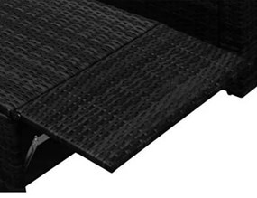 2 pcs conjunto lounge de jardim c/ almofadões vime PE preto
