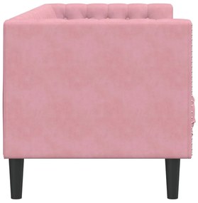 Sofá chesterfield com rolos 3 lugares veludo rosa