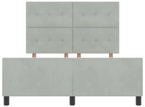 Cama vidaXL Cinza Claro 160x200 cm Veludo