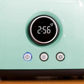 Torradeira Digital ClassicToast 8000 Blue Double. 800 W, 2 fendas extralargas para 2 torradas, Ecrã digital, 3 funções, Suporte superior, Desing retro