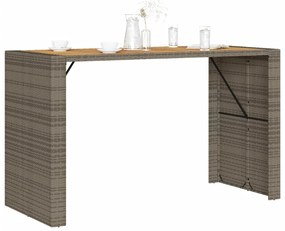 Mesa de bar para jardim com tampo em acácia vime PE cinza