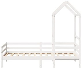 Sofá-cama com telhado 90x200 cm madeira de pinho maciça branco