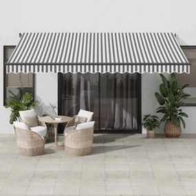 vidaXL Toldo retrátil manual 450x300 cm antracite e branco