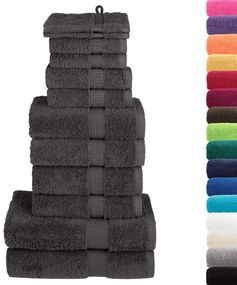 12pcs Conjunto toalhas banho premium SOLUND 600gsm antracite