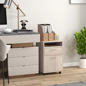 Bloco de Gavetas com Rodas Gaveta Compartimento Porta Arquivador Móvel para Escritório 40x35x60 cm Carvalho