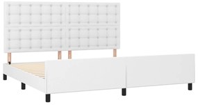 Estrutura cama c/ cabeceira couro artificial 200x200 cm branco