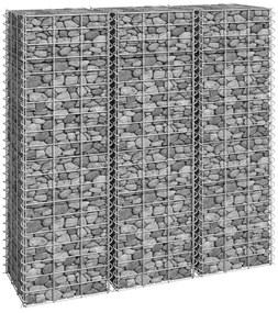151249 vidaXL Canteiro/gabião elevado 3 pcs 30x30x100 cm ferro
