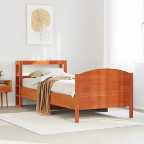 vidaXL Cama sem colchão 100x200 cm pinho maciço castanho-mel