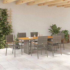 Conjunto de Jantar para Jardim vidaXL 7 Peças Cinza Poli Rattan