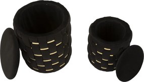 PUFE COM ARMAZENAMENTO SHANTY CONJUNTO 2 PEÇAS Ø 37X42-28X35 CM PRETO E DOURADO