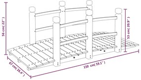 Ponte de jardim com corrimões 150x67x56 cm abeto maciço