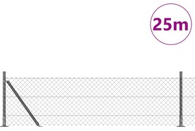 Cerca de Cadeia com 13 Postes Flangeados 0.4x25 m Aço Galvanizado