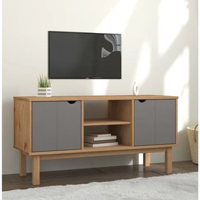 vidaXL Móvel de TV OTTA 113,5x43x57 pinho maciço castanho/cinza