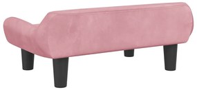 Sofá infantil 70x40x24 cm veludo rosa