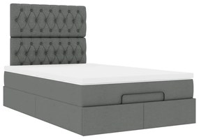 Estrutura cama otomana colchão 120x200cm tecido cinzento escuro