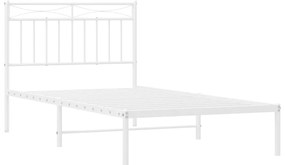 Estrutura de cama com cabeceira 100x190 cm metal branco