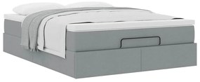 Estrutura de cama otomana com colchão 140x190 cm cinzento claro