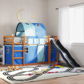 vidaXL Beliche com escorrega e cortinas 80x200 cm azul