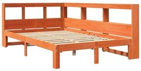 Cama c/ estante sem colchão 120x200cm pinho maciço castanho-mel