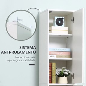 Coluna Casa de Banho com Espelho Móvel Alto Casa de Banho com 2 Portas e Prateleiras Interiores Ajustáveis Multiúso para Cozinha Sala de Estar 32x28x1