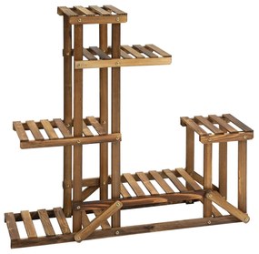 Outsunny Suporte para Vasos de Plantas com 6 Prateleiras em Madeira Natural – Estante Decorativa 8x28x96,5 cm | Aosom Portugal