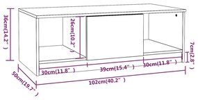 Mesa de centro 102x50x36cm derivados de madeira cinzento sonoma