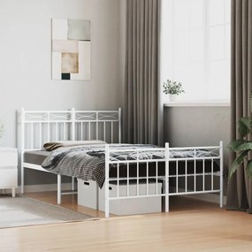 vidaXL Estrutura de cama com cabeceira e pés 120x190 cm metal branco
