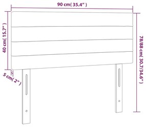 Cabeceira de cama c/ luzes LED tecido 90x5x78/88cm cinza-escuro