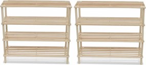 vidaXL Sapateiras com 4 prateleiras 2 pcs madeira de abeto maciça
