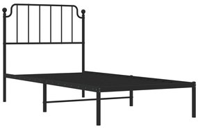 Estrutura de cama com cabeceira 90x200 cm metal preto