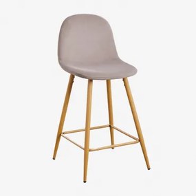 Pack De 2 Bancos Altos Em Veludo Glamm Madeira Natural & Toupeira & ↑65 Cm - Sklum