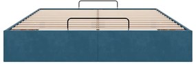 Estrutura de cama otomana sem colchão 140x200 cm azul escuro