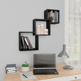 vidaXL Prateleiras de parede cubos 68x15x68 cm contraplacado preto