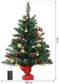 Mini Árvore de Natal 60cm Artificial Decoração de Natal de Pinheiro com Suporte Metálico 73 Ramos PVC Verde