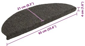 Tapetes de escada autoadesivos 30 pcs 65x21x4 cm antracite