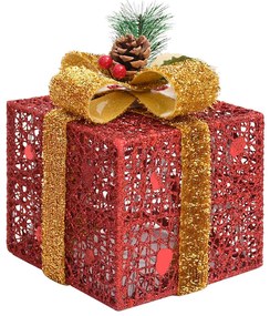 Caixas de presente de Natal decorativas 3 pcs int/ext. vermelho