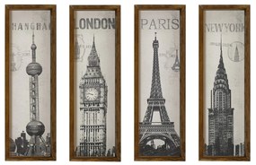 Pintura Decorativa em MDF com Moldura KZM388 – Castanho, Branco e Pret