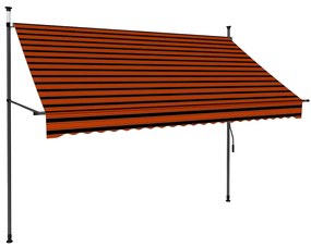 Toldo retrátil manual com LED 250 cm laranja e castanho