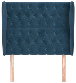 Cabeceira cama c/ abas veludo 93x23x118/128 cm azul-escuro