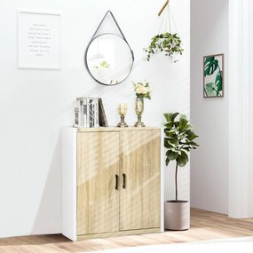 Aparador de Sala de Estar com 2 Portas e Prateleira Ajustável Armário para Escritório Entrada Dormitório Estilo Moderno Anti-Tombo 62x40x77cm Madeira