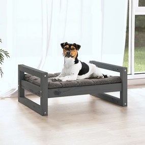 Cama para cães 55,5x45,5x28 cm madeira de pinho maciça cinzento