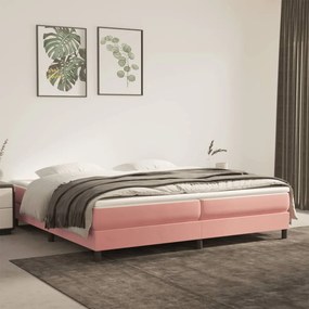 Estrutura de cama com molas 200x200 cm veludo rosa